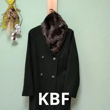 KBF 다크 그린 퍼 옷깃 코트