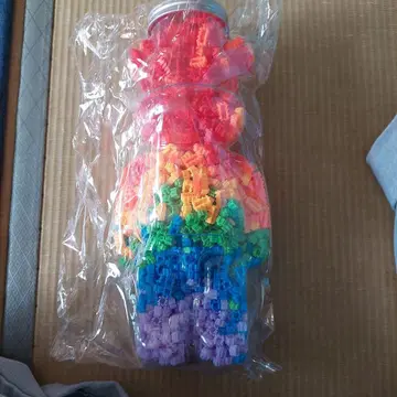 레인보우 곰 모양 블록 완구