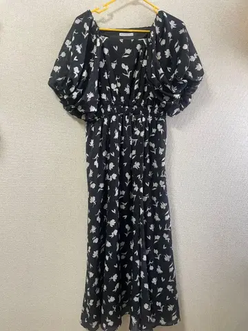 WILLSELECTION 꽃무늬 퍼프 슬리브 롱 원피스