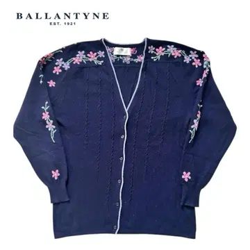 발렌타인 꽃무늬 가디건 퓨어 캐시미어 100% 스코틀랜드제