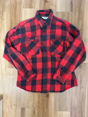 70s USA제 파이브 브라더 플란넬 셔츠 체크 빨검 L