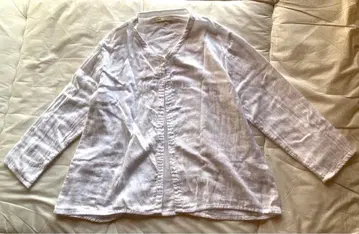 시삼 화이트 포근한 거즈 긴팔 겉옷 눈꽃송이 손자수