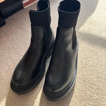 블랙 사이드 고어 부츠 통굽 XL 사이즈