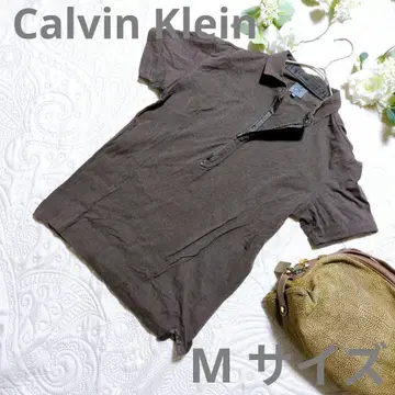 [ Calvin Klein ] 브라운 M 사이즈 피케 셔츠 하프 지퍼