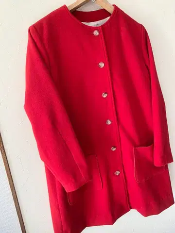 [ 새상품 ] 노카라 코트 빨간색 울