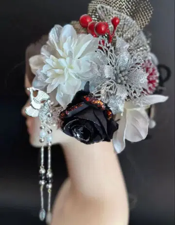 비녀 머리 장식 성인식 졸업식 결혼식 화이트 빨간색 블랙 실버