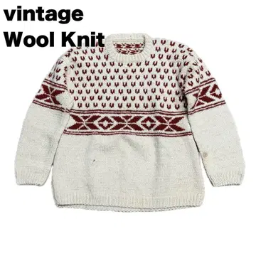 vintage handmade Knit 두툼한 울 니트 스웨터