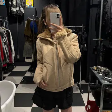 Y2K 퍼 블루종 페이크 무스탕 짧은 기장 숏 기장 두꺼운