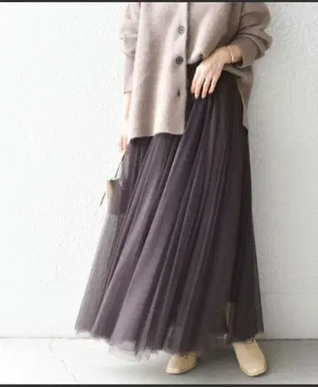 쉽스 (SHIPS) 샤샤 스커트 다크 그레이 M 허리밴딩 롱