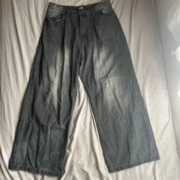 배기 데님 다크 그레이