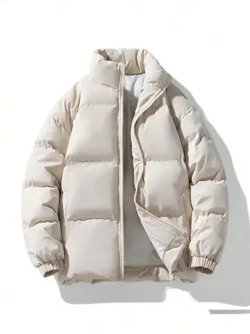 남성용 긴팔 무지 캐주얼 스탠드 카라 패딩 코트 가을/겨울