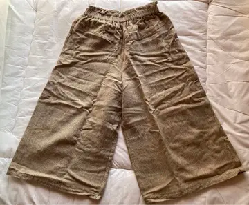 시삼 따뜻한 손뜨개 베이지 와이드 팬츠