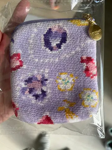 꽃무늬 라벤더 L자 파우치