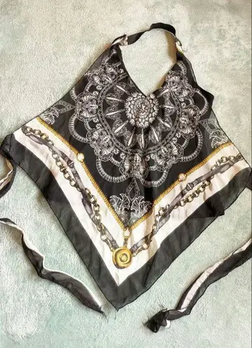 class 구매 반다나 패턴 홀터넥 베어탑 스카프 패턴