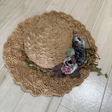 [ axes ] 어레인지 가능! 꽃 장식 포함 베이지 밀짚모자