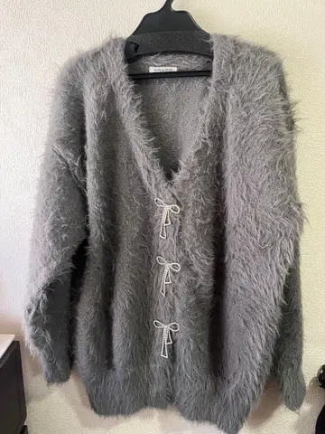 OLIVE des OLIVE 복슬복슬 니트 가디건 리본 새상품급