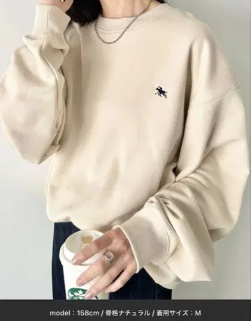 폴로 원포인트 자수 크루넥 긴팔 오버 사이즈 맨투맨