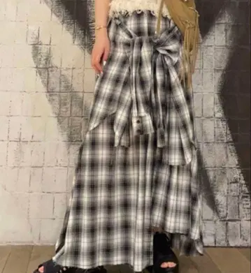 JEANASIS 셔츠 라이크 아지메 체크 롱 스커트