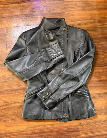 J&R 라무 가죽 자켓 싱글 라이더 블루종 블랙 M 사이즈