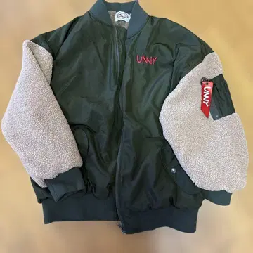 UNNY 봄버 자켓 다크 그린/베이지