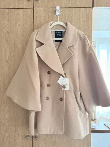w closet 베이지 더블 브레스트 코트