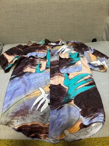 GOOUCH 아트 프린트 실크 셔츠 S