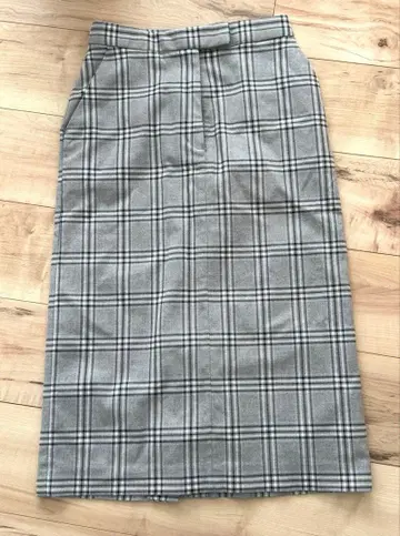 미라 오웬 타이트 스커트 체크 무늬