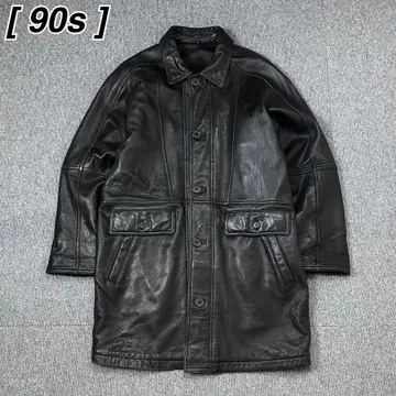 90s vintage 천연 가죽 가죽 자켓 양가죽 블랙 가죽 코트