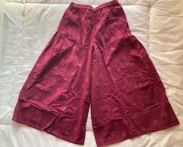 시삼 인도 수공예 귀여운 블록 프린트 버건디 와이드 팬츠