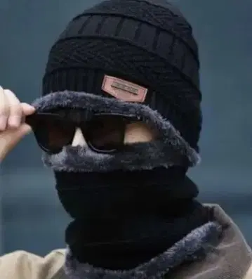 블랙 니트 모자 세트