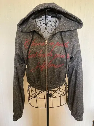 미사용 jouetie 쥬에티 키라키라 실버 짧은 기장 영문 후드티