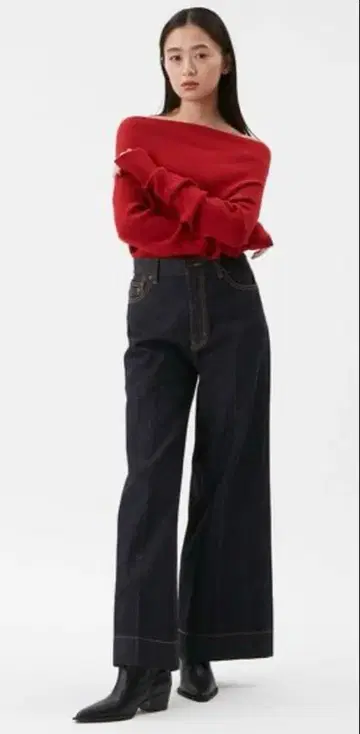 mila owen 헤임 디자인 세미 플레어 데님 팬츠