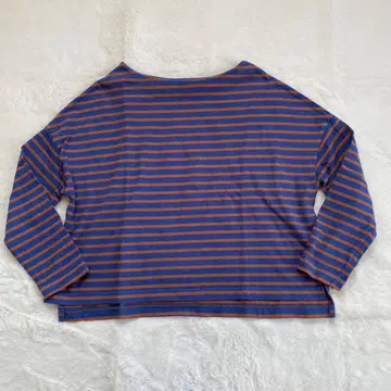 멜로즈 클레어 보더 긴팔 셔츠 블루 x 테라코타 오버 사이즈