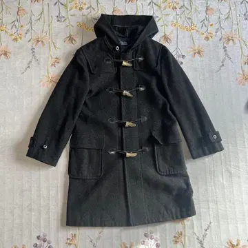 올리브 데 올리브 더플 코트 그레이 후드 부착