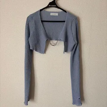 프론트 체인 숏 니트 가디건