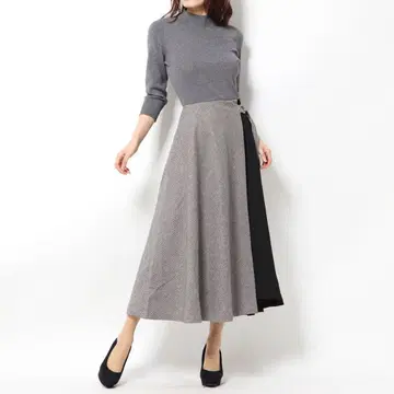 프레이 아이디 니트 콤비 원피스 그레이