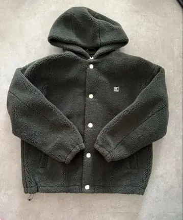 플리스 자켓 다크 그린 후드 부착
