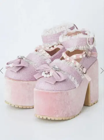 Ank Rouge 반짝이 글리터 발레코어 통굽 신발 핑크