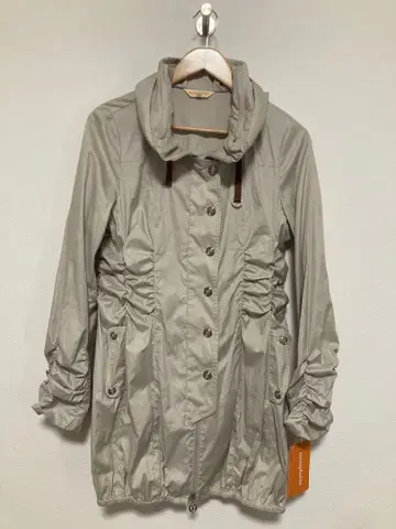 여성용 스프링 코트 개더 코트 버튼 지퍼 그레이 사이즈 42