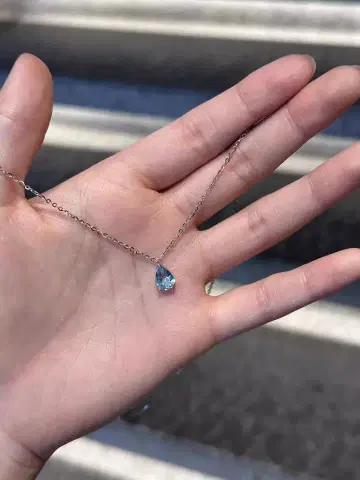 파란색 눈물형 펜던트 목걸이 실버 925