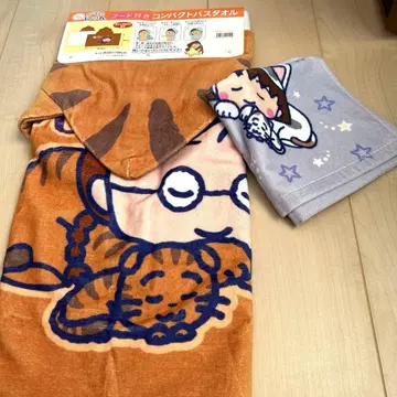 마루코는 아홉살 치비 마루코냥 후드 부착 컴팩트 타월 루프 부착 타월