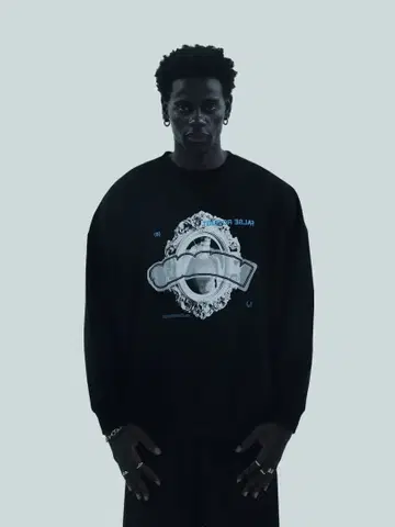 [새상품] 페이크 다큐멘터리Q 공식 어패럴, 블랙 맨투맨