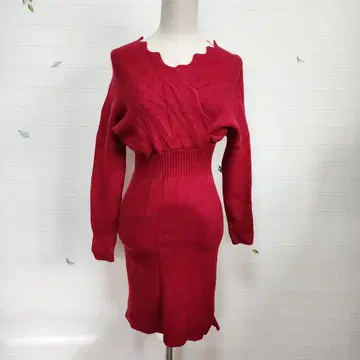 [노브랜드] 니트 원피스 긴팔 카슈쿨 V넥 저스트핏