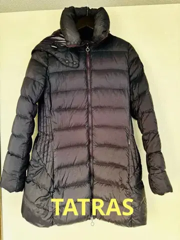 다크 그레이 후드 부착 롱 다운 자켓