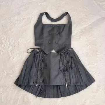 Nodress 상의 & 플리츠 스커트 세트 그레이