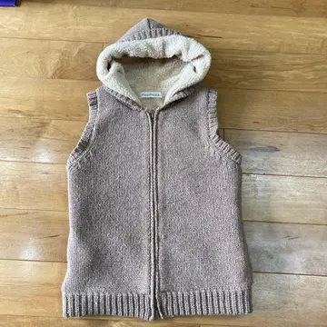 maomade 후드 부착 베이지 베스트