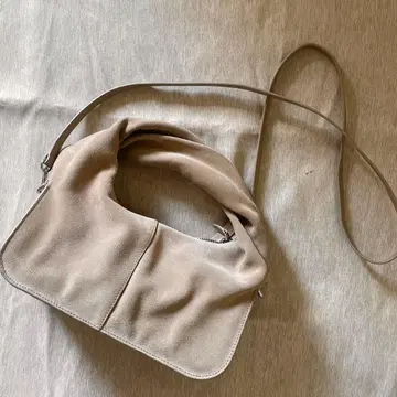 유제피 스웨이드 가죽 핸드백 숄더백 2way 베이지