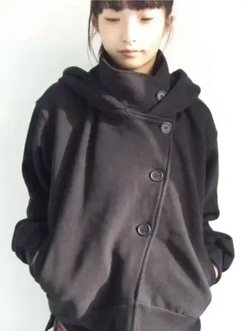 oshigh 하이넥 후드 집업 블랙 한국