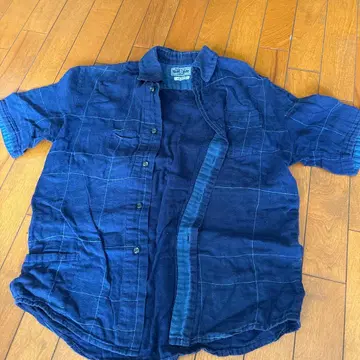 BLUE BLUE JAPAN 반팔 셔츠 인디고 그레이