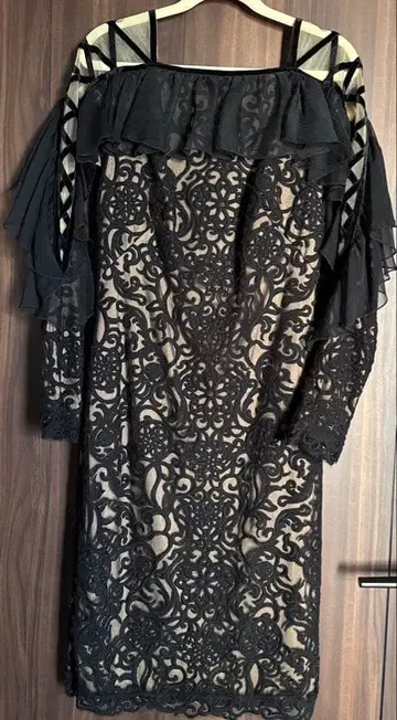 새상품급 타다시 쇼지 레이스 오프숄더 드레스 블랙